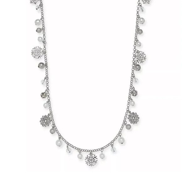 Snowflake Pearl Silver-Tone Pave Imitation 36 Strand Necklace - Picture 1 of 2
